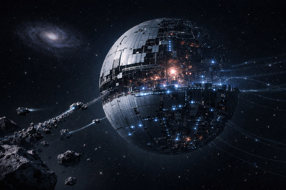 Type 3 civilisation spanning a galaxy with megastructures and advanced future technology